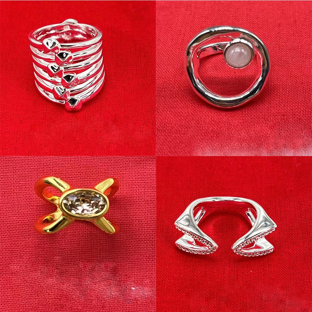 

New Cross Smooth Exquisite Silver Gold Couple's Ring Multi layer Personalized Versatile Accessory Ring