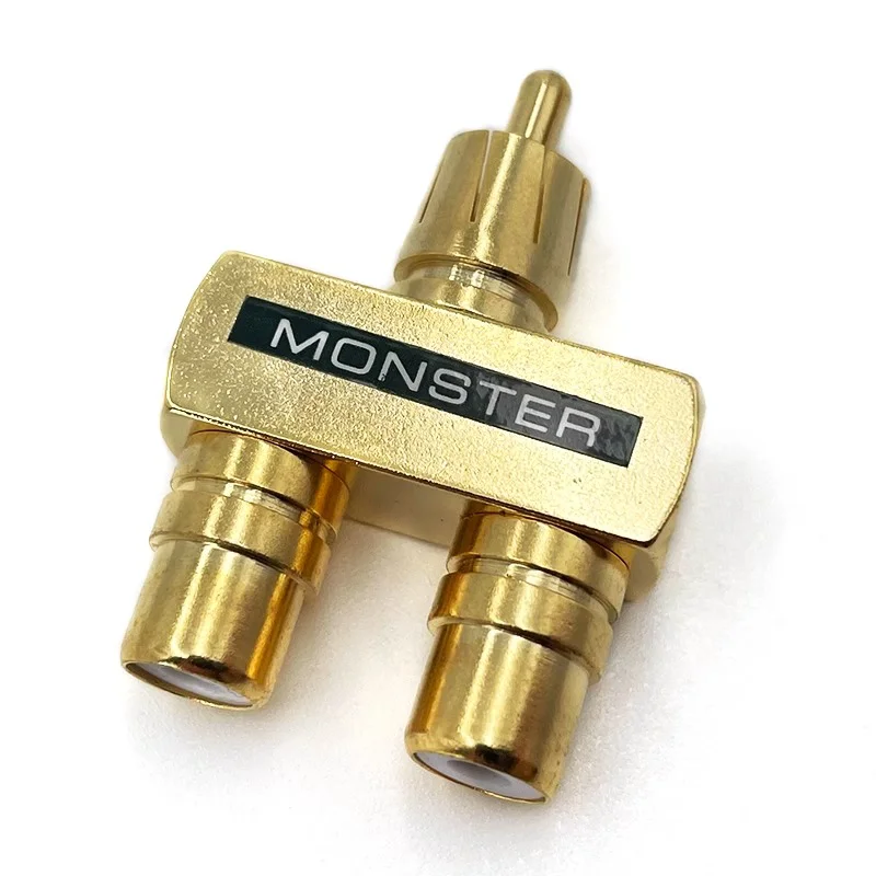 2/4/8/16PCS RCA Male Plug To 2 RCA Female Socket Connectors 3Way Gold Plated RCA Connector HIFI Audio Terminals for Audio Video