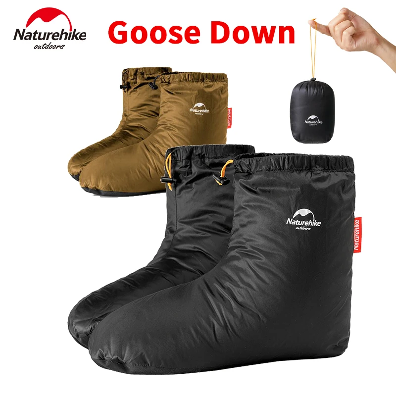 Naturehike White Goose Down Shoes Waterproof Foot Covers Slipper Winter Warm Thermal Sock Outdoor Camping Hiking Accessories