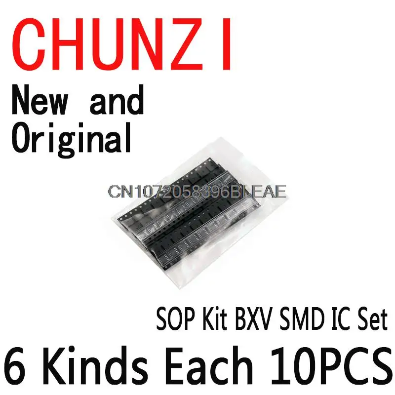 60PCS 6 Kinds * 10 Pcs SOP-8 Kit BXV SMD IC Set 24C02 24C04 24C08 24C16 24C32 24C64 