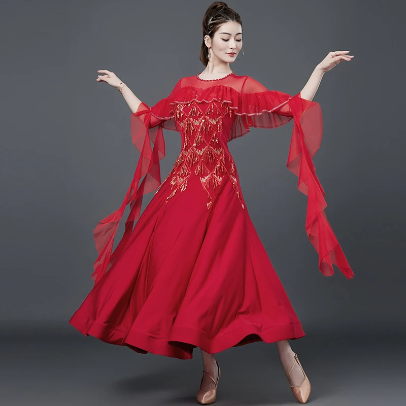 

Professional Modern Dance Dress Women Standard Ballroom Competition Clothes Adult Prom Costume Female Waltz Dresses Tango XH2819