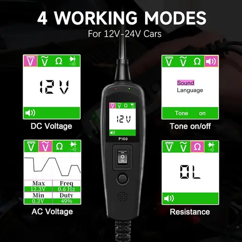 Imagen 2 del producto JDiag P100 Kit de sonda de circuito de energía automotriz probador de circuito Detector de voltaje de coche sistema eléctrico 12V 24V herramienta de diagnóstico de coche
