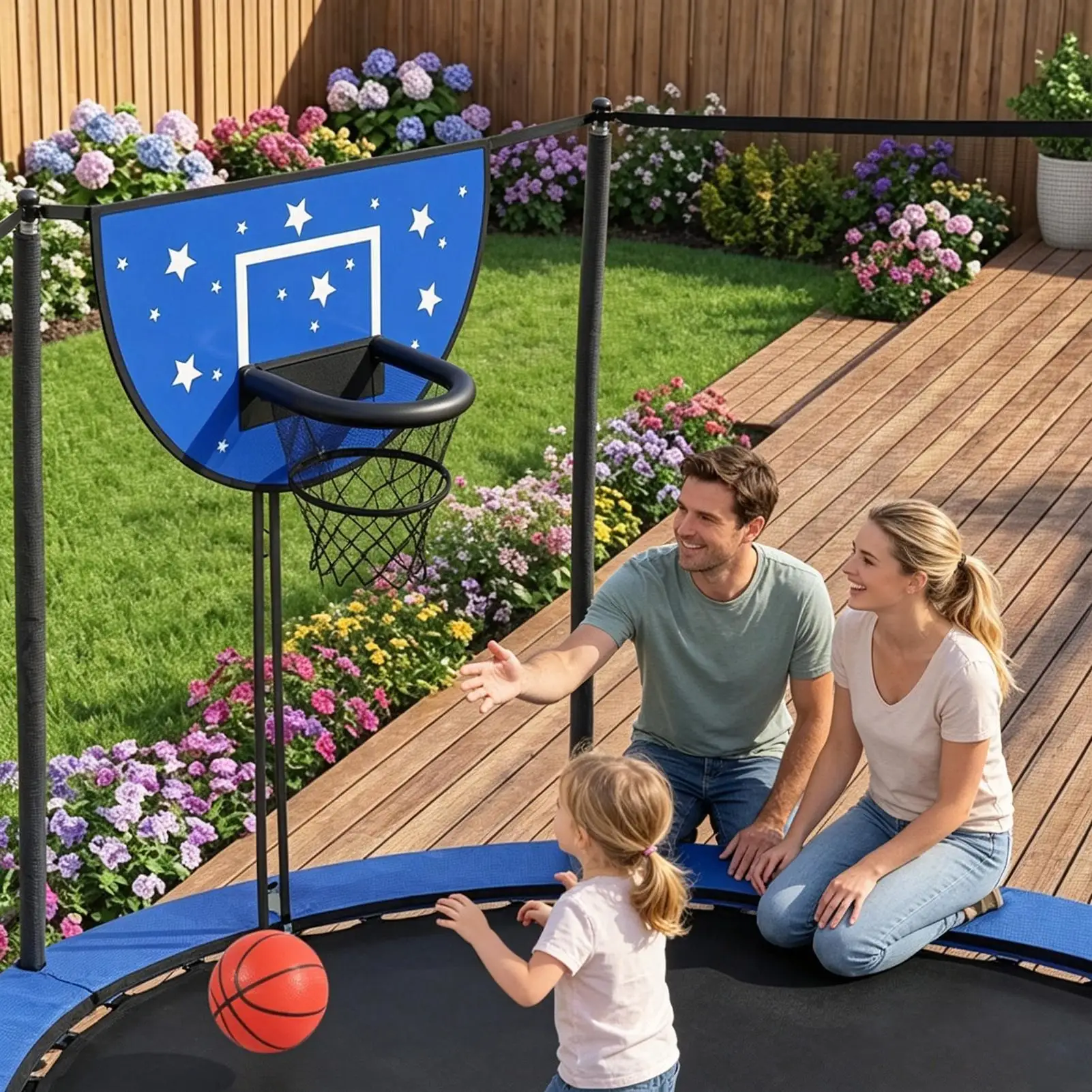 

Trampoline Accessories Kit With Solar Lights Dart Board Toys Trampoline Basketball With Ball Pump For Kids Boys Girls Adults