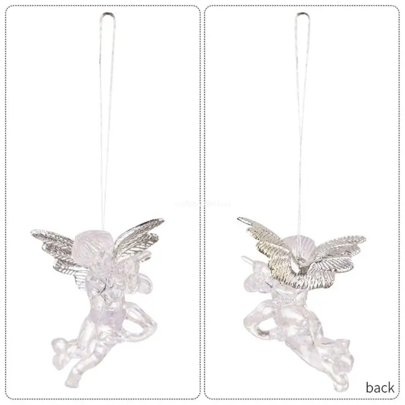 Set of 4 Enchanting Tree and Room Embellishments Holiday Angelic Clear Hanging Christmas Tree Adornment PVC Craft Dropship