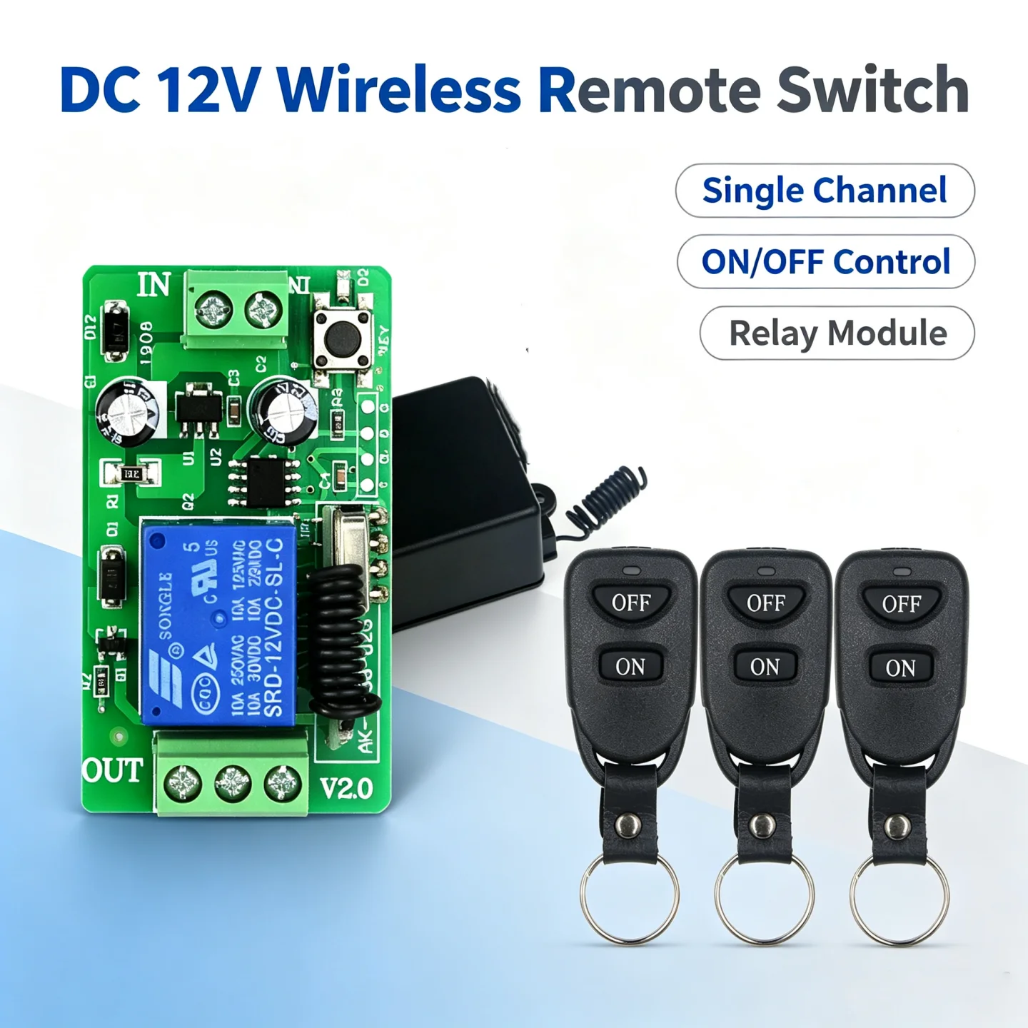 RF Wireless Remote Control Switch DC12V 1CH Repeater for Access Control Electric Doors & LED Lighting Power Supply