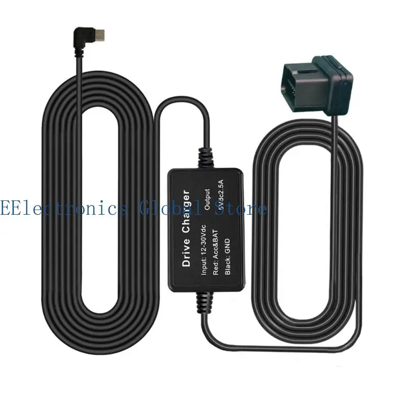 462B OBD Type C Step Down Power Cable for Vehicle Electronics, 12V/24V Input, 5V 2.5A DashCam Adapter for GPSs Units