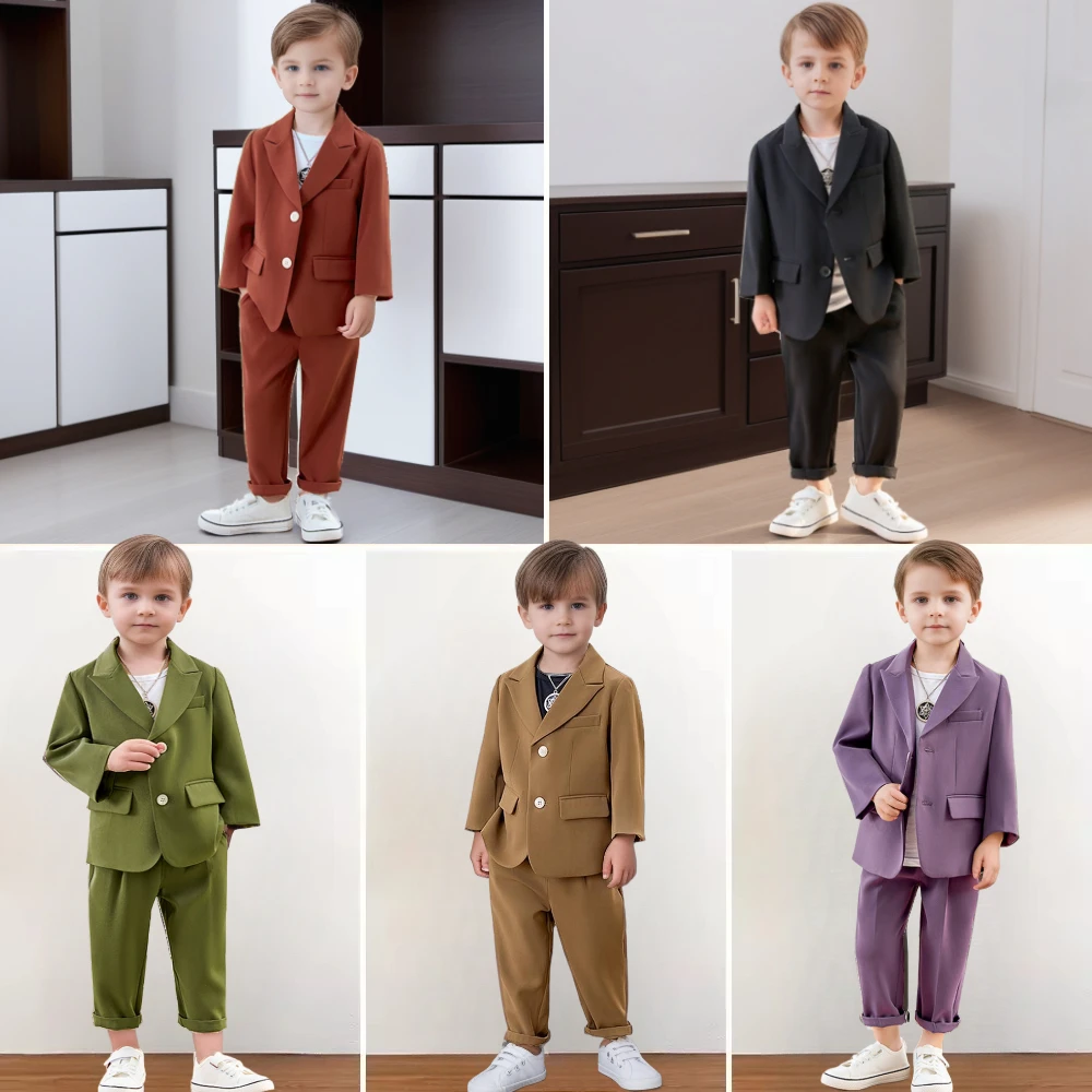 

Boys Casual Suit Spring Loose Handsome Flower Child Wedding Outfits 4yrs-12yrs Kids School Uniform Toddler Clothes Blazers Set