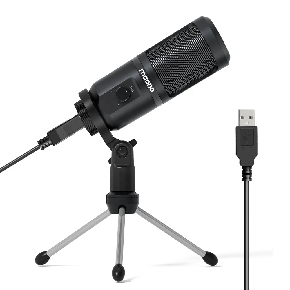 

MAONO Portable USB Microphone With Microphone Gain Microfon Tripod Recording Condenser Microphone