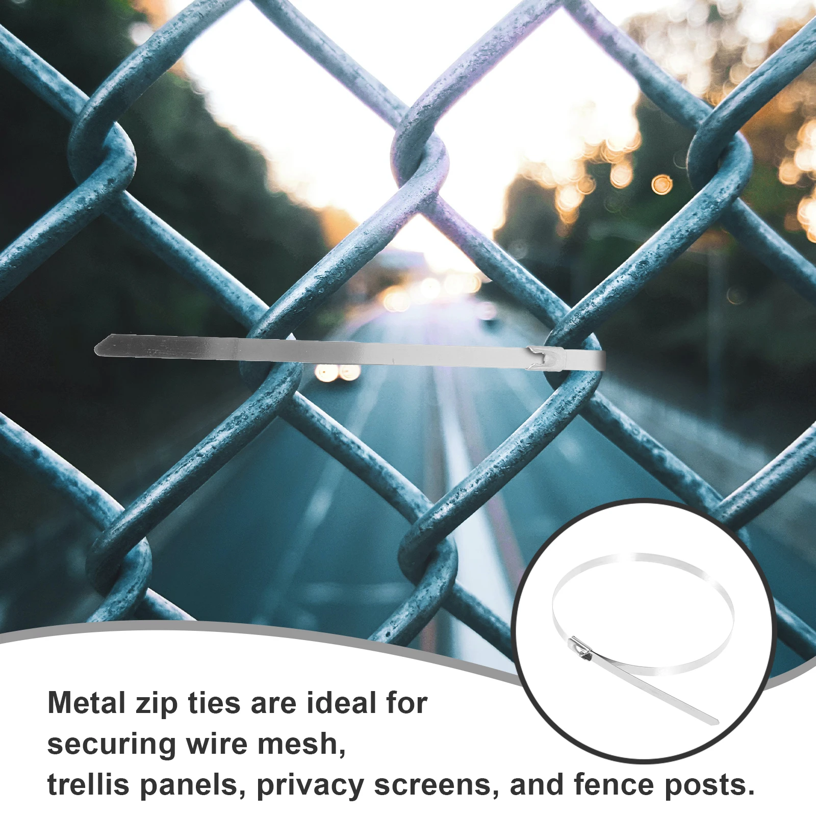 

Covers Stainless Steel Cable Tie Fence Extender Slats Chain Animal Barrier