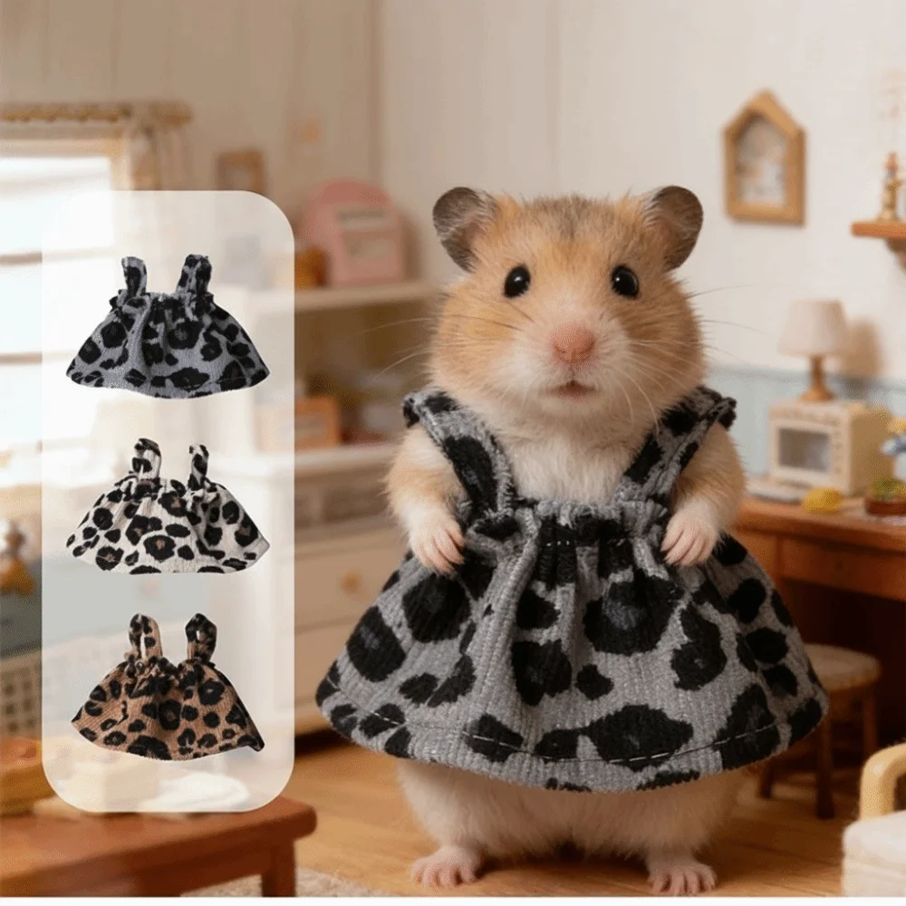 Breathable Hamster Leopard Print Skirt Soft Decorative Small Pet Slip Dress Wear Resistant Pet Princess Dress Four Seasons Wear