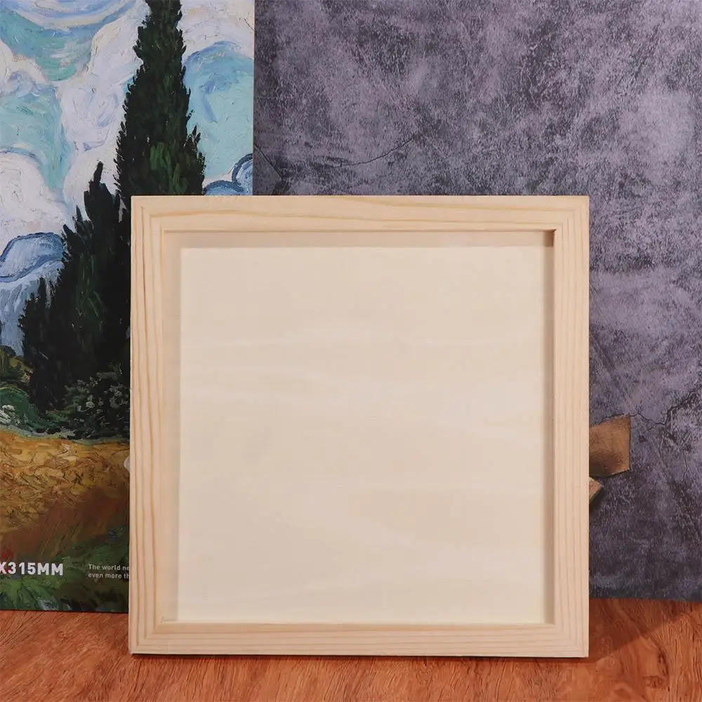 Art Puzzle Holder DIY Blank Clay Frames Painting Drawing Desktop Ornament Wooden Photo Holders DIY Handcraft Multi Size