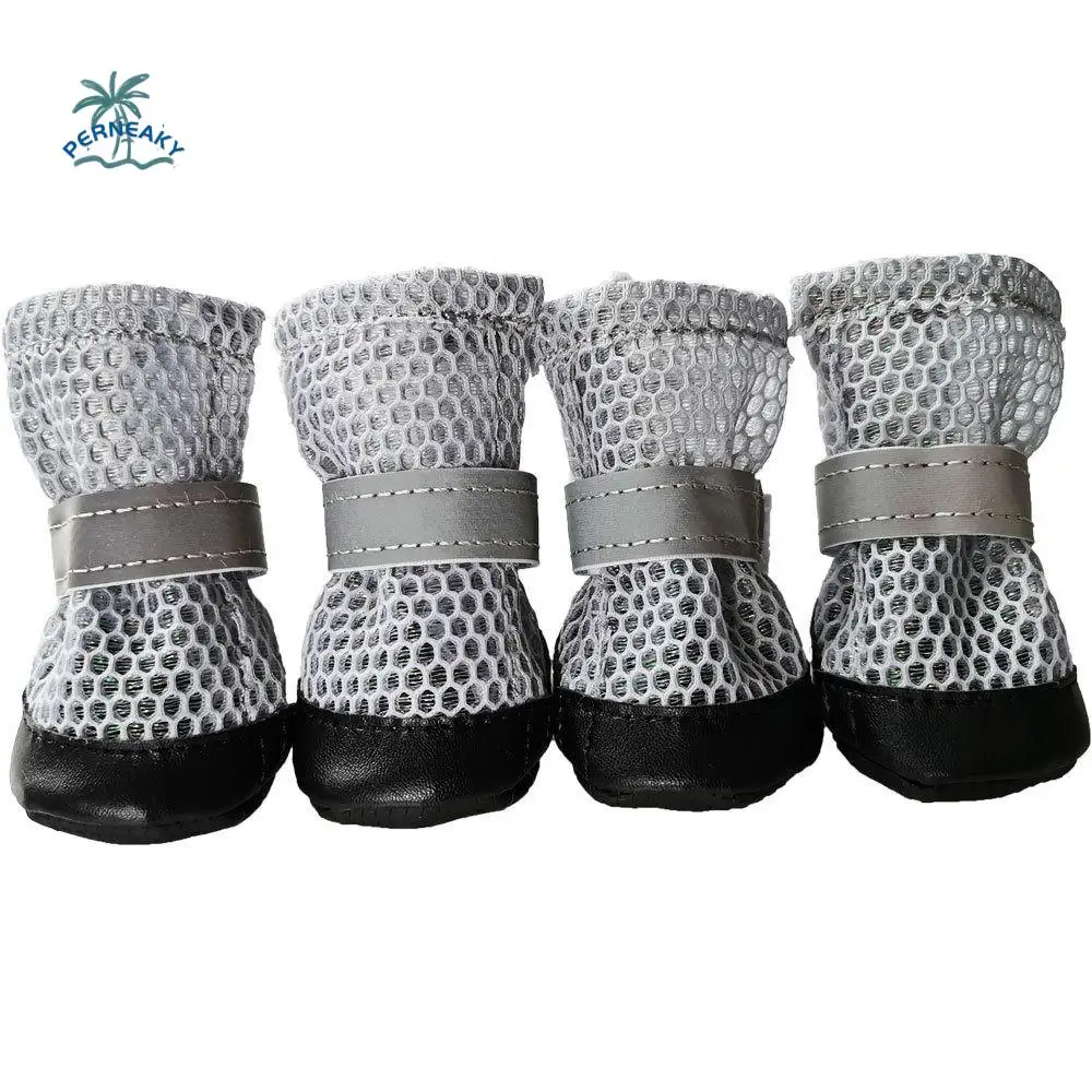 

4pcs/set Reflective Dog Shoes Wear-resistant Lightweight Pet Foot Covers Adjustable Breathable Pet Paw Protector Floor