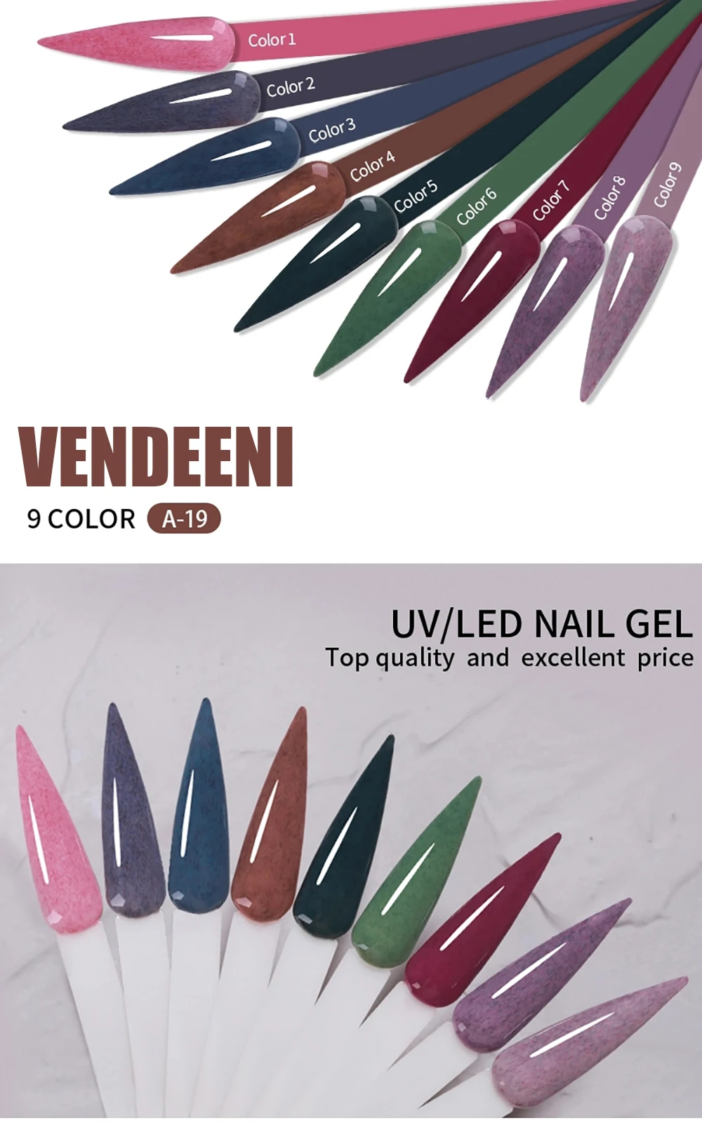 Vendeeni 9 Farben Flauschiger Gel-Nagellack Semi-Permanent UV LED Aushärtbarer Gel-Lack DIY Plüsch Samt Nagelkunst Gel-Lack – Detail 7