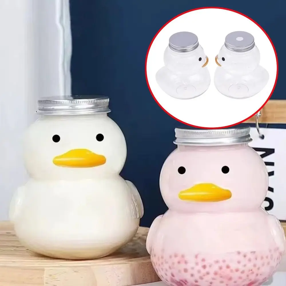 PET Plastic Cartoon Milk Tea Bottle Transparent Empty Duck Water Bottle 500ml Thickened Empty Duck Water Bottle