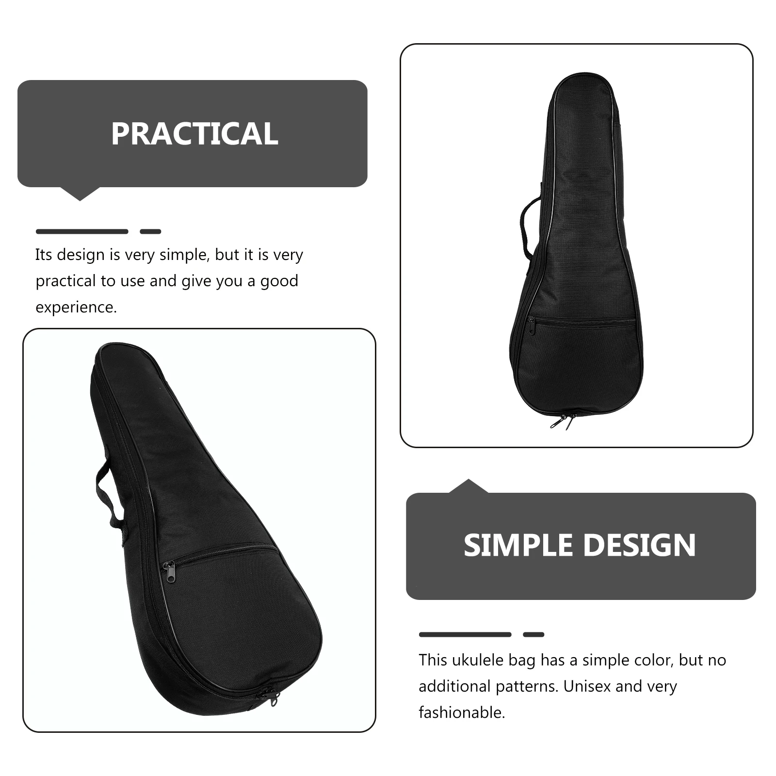 

21 Inch Bag Black Thickened Ukulele Bag Lightweight Portable Waterproof Foldable Travel Case String Instruments Accessories