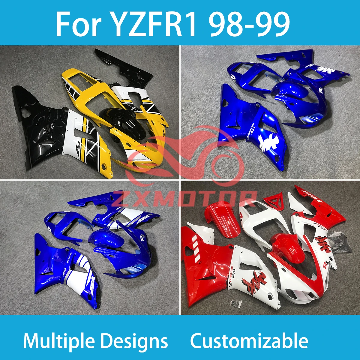 

YZF R1 1998 1999 Free Custom Fairings for Yamaha YZF R 1 98 99 Complete Body Plastics Set Bodywor Covers Fairing Kit