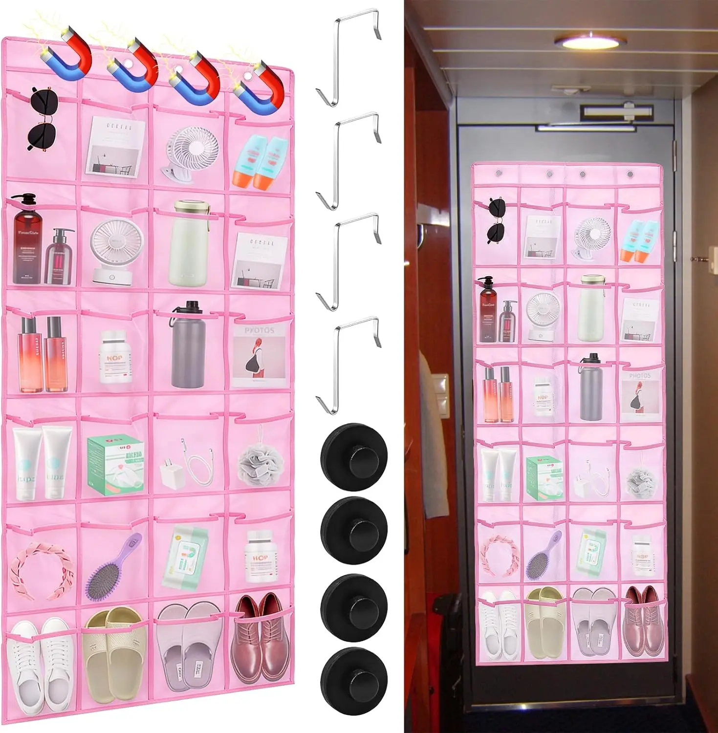 

Магнитный органайзер на дверь с 24 карманами для круизных лайнеров, 55"x21", стеллаж для хранения