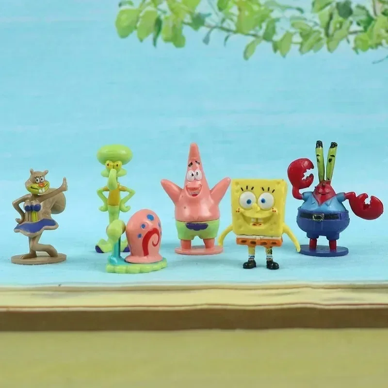 6pcs/set 5.6CM Spongebob Action Figures Cartoon Movie Mini Dolls Children Birthday Gifts Set