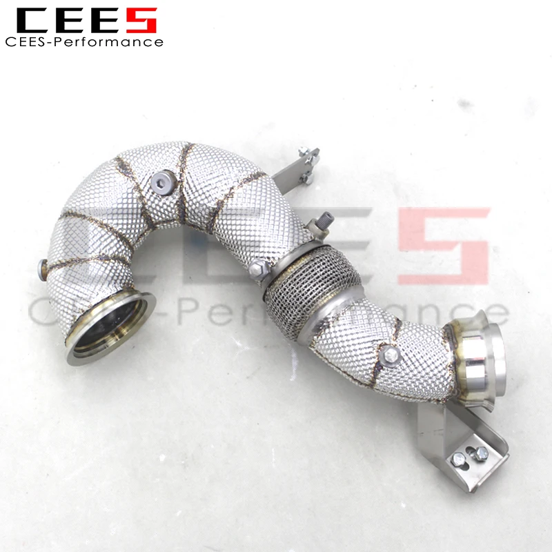 cees السيارات SS304 النازل لمرسيدس بنز AMG GT43 3.0T 2019-2023 سيارة العادم الحرارة درع تدفق مجاني أسفل الأنابيب صالح الأسهم العادم #3