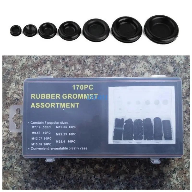 

E15A 170 Rubber Grommet Assortment Hole Plug Set Electrical Wire Gasket