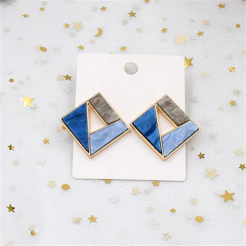 New Korean Bohemian metal resin earrings fashion women\'s earrings with irregular geometric color triangle earrings