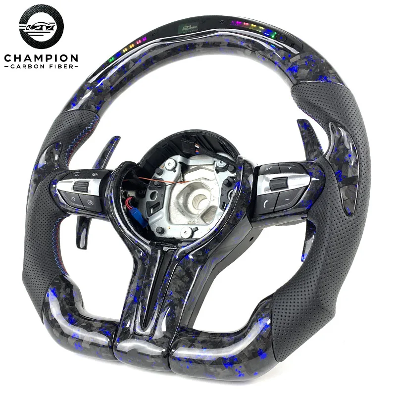 For BMW F20 F21 F22 F30 F31 F32 F33 F34 F36 M2 M3 M4 M Sport 2021 2022 2023 LED Forged Carbon Fiber Steering Wheel Shift Paddles
