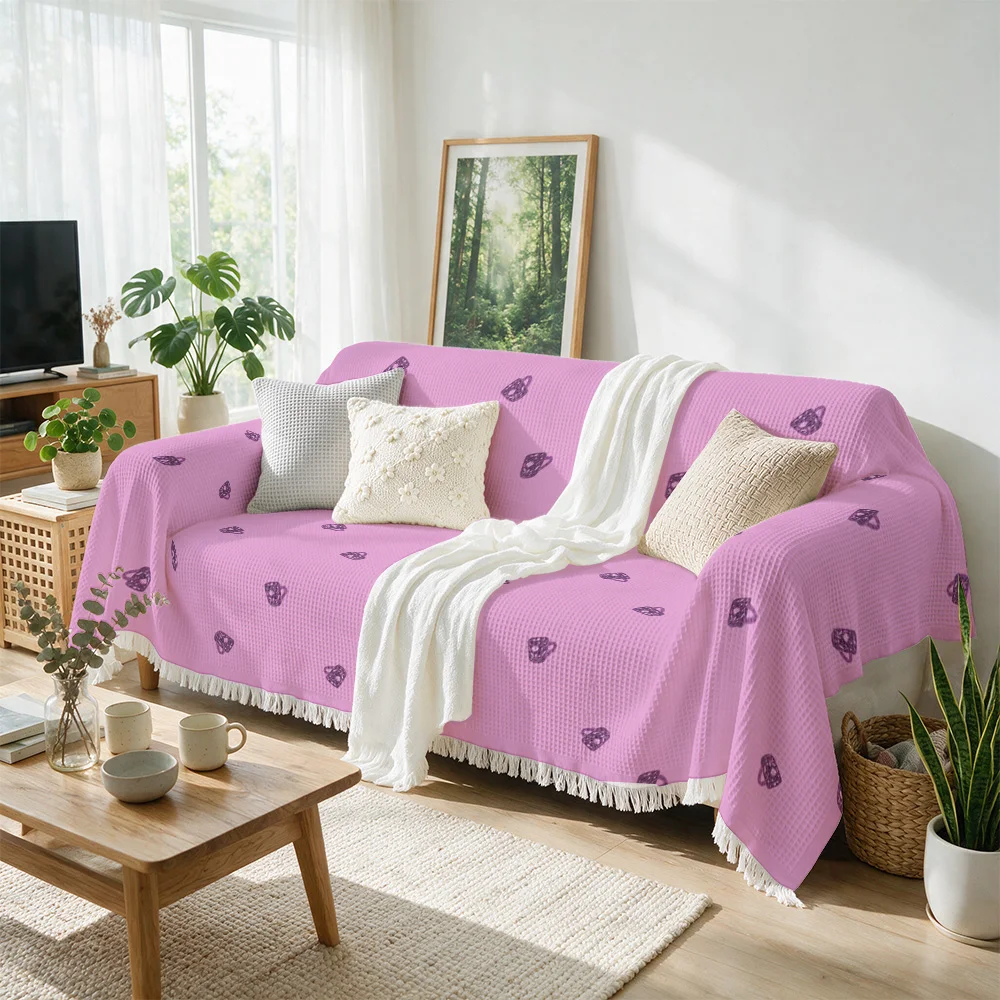 Chunky Knit Pink Floral Sofa Throw Blanket Cover for Couch Living Room Decor Accent Cozy Throw Seasonal Bedding Gifts
