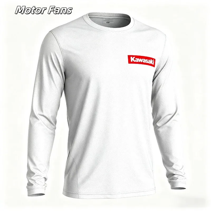

Moto Fans Kawasaki Long - Sleeve T - Shirts, available in black and white, perfect for motorcycle enthusiasts, quick drying
