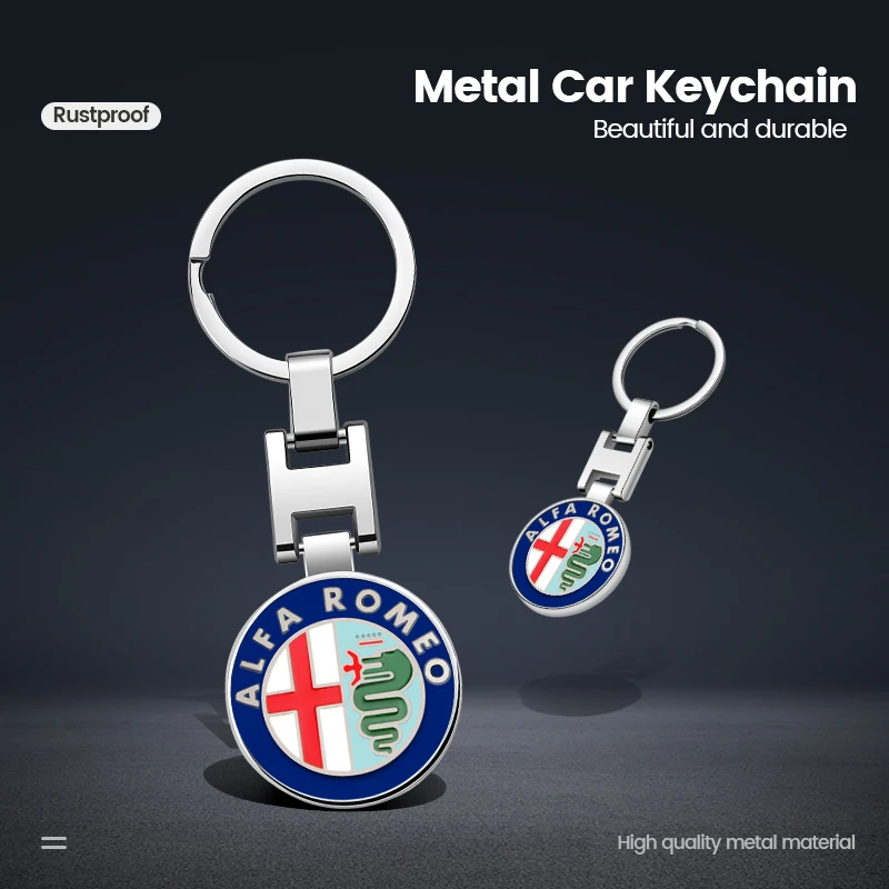 1Pcs Car Logo Keychain Metal Keyring Key Accessories For Alfa Romeo Giulia Stelvio Giulietta 156 159 147 Mito Tonale Brera GT