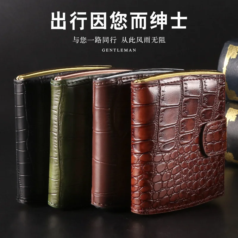 Klassisches, modisches 10er-Pack personalisiertes Zigarettenetui aus Leder für Herren, kreatives Geschenk, Metallclip, tragbare Zigarettenschachtel, Rauchwerkzeug