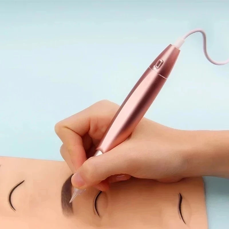 3 Buah Pena Mesin Tato Dermografo Set Macine Rias Permanen untuk Makeup Permanen Eyeliner Bibir Alis dengan 30 Buah Jarum