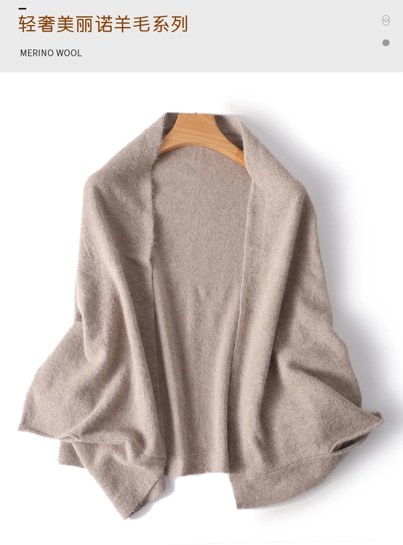 Trend Schal Wickelschal Zwei Zwecke 100 % Wolle Damen Gestrickte Accessoires Cape Lässige weiche Schals Warme Cappa Gemütliche Mode Mäntel – Detail 4