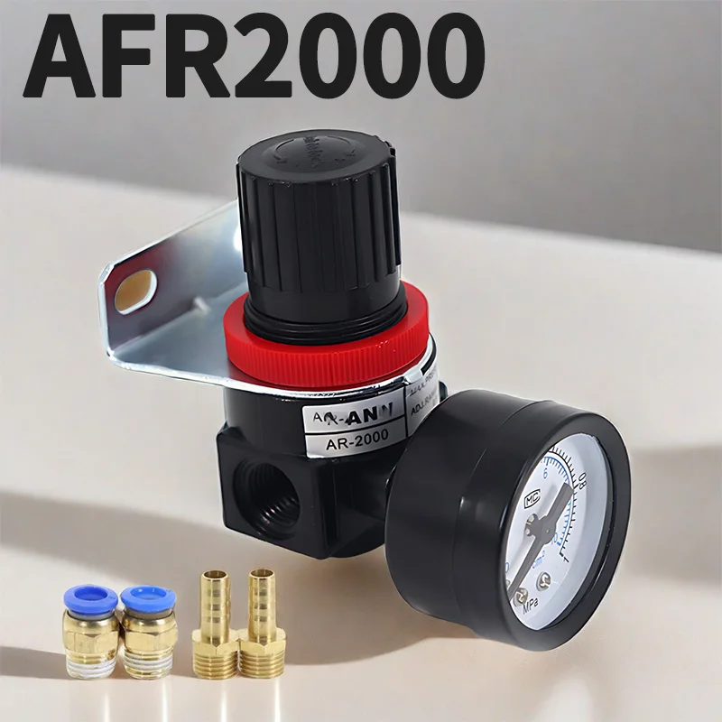 

AR2000 Pneumatic Air Compressor Pressure Regulator Reduction Valve with 1/4'' Thread BSP and 4MM,6MM,8MM,10MM,2MM Fittings