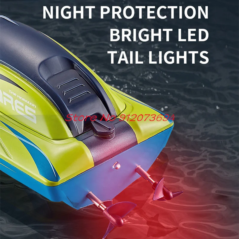 Sealed Waterproof Intelligent Alarm Remote Control Speedboat 2.4G Low Battery Prompt Controllable LED Lighting RC Boat Model