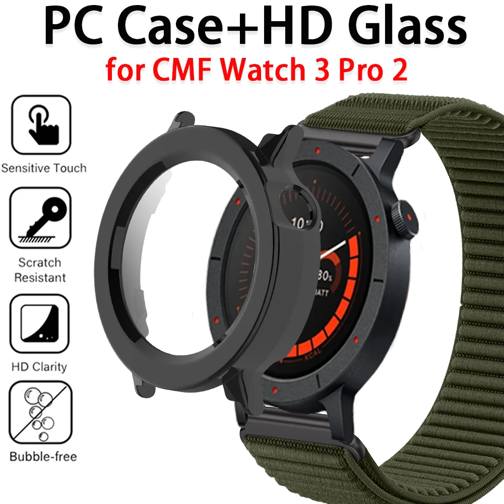 PC-Gehäuse + Glas für CMF Watch 3 Pro, Anti-Fall-Displayschutz, harter Stoßfänger, Schutzhülle für CMF Watch 2 Pro, Shell-Zubehör