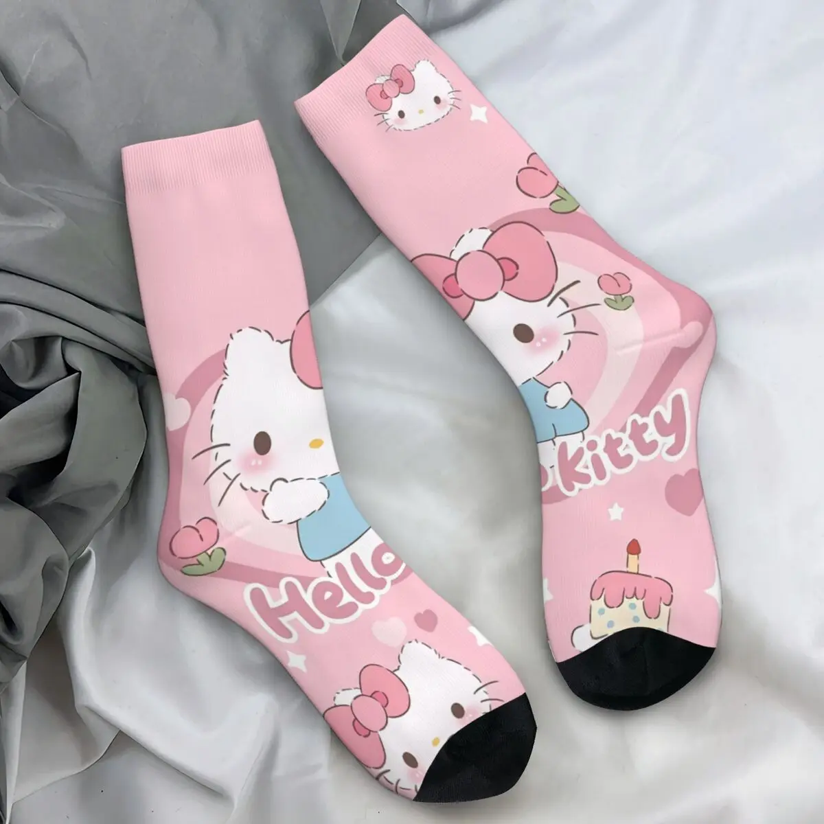 

Hello Kitty Socks Kawaii Stockings Autumn Anti Sweat Adults Men Socks High Quality Pattern Climbing Socks