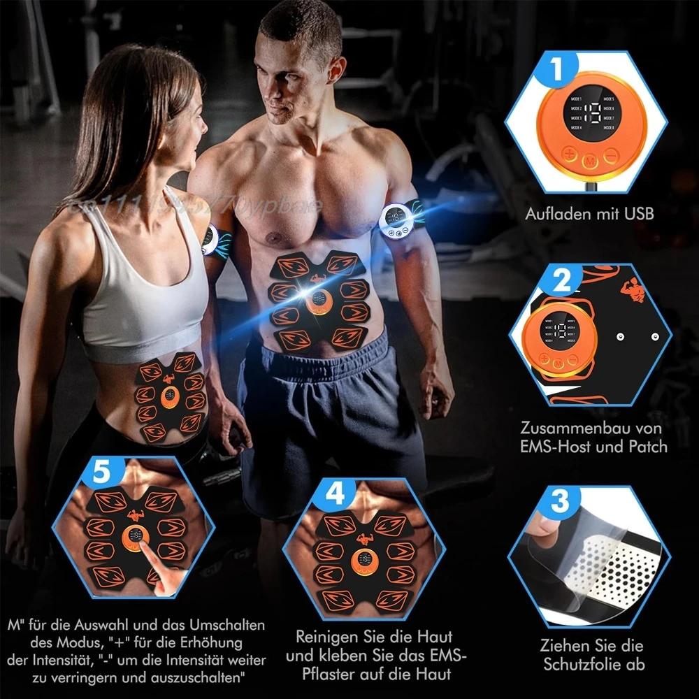 EMS Muscle Stimulator Faja Abdominal 8 Modes USB Rechargeable Waist Toning Belt Home Gym Workout Trainer EMS Muscle Stimulator