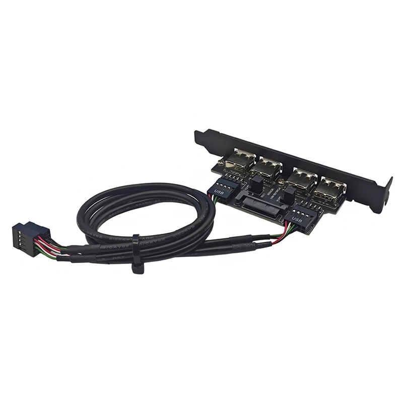 NEW Motherboard 9Pin to 4 Ports USB2.0 Baffle Adapter 30cm Cable USB 2.0 Back Panel Expansion Bracket for Desktop Computer Black