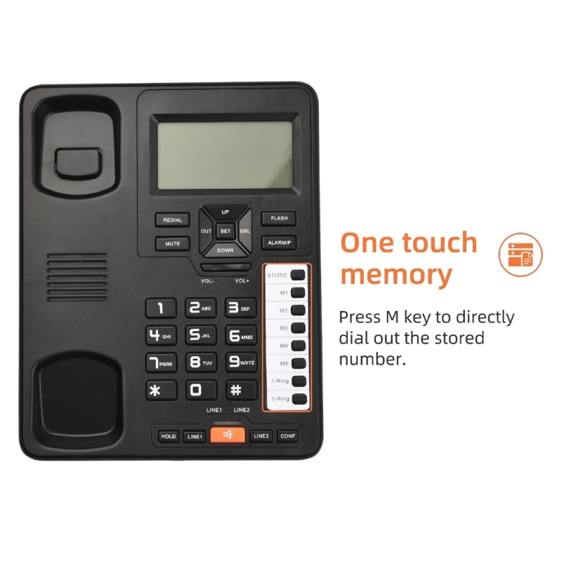 TC6400 2-Line Telephone Desktop Corded Landline with Backlit LCD Display CallerID Number Storage for Home Office Hotels