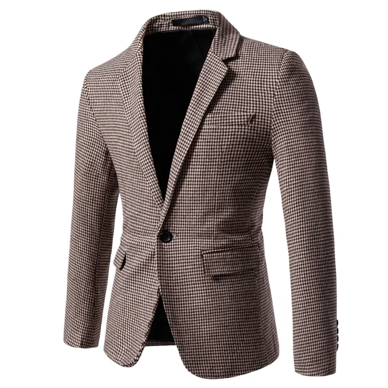 

Мужская одежда Блейзер Elegante Hombre 2025 Роскошный дизайнерский деловой тонкий офисный свадебный костюм с узором «гусиные лапки» Пальто Мужской пиджак