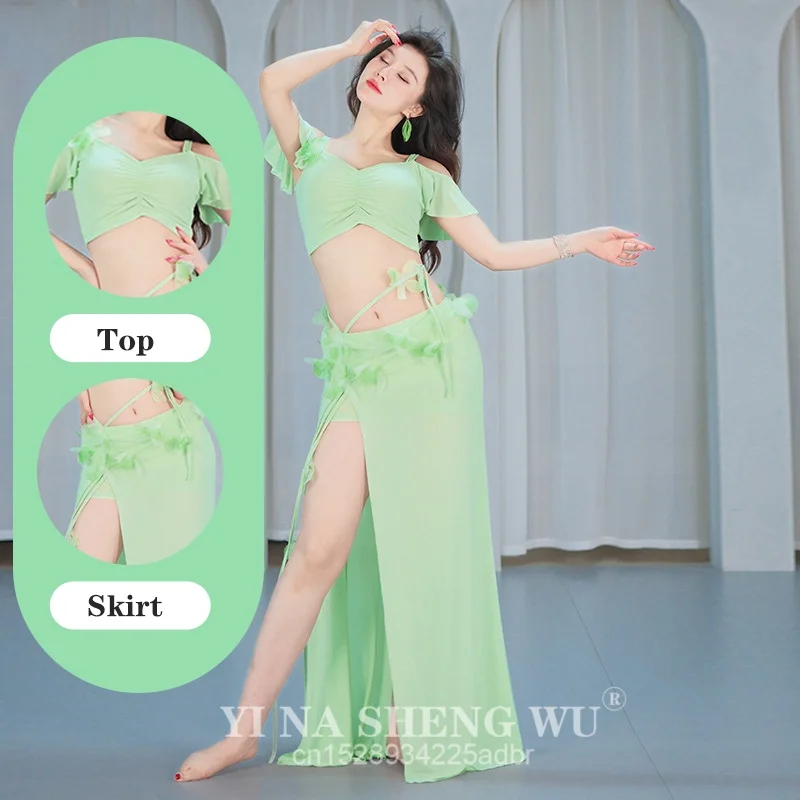 

Элегантный тренировочный костюм для танца живота для женщин, удобный комплект из дышащей сетки, тренировочная одежда для восточных танцев для взрослых