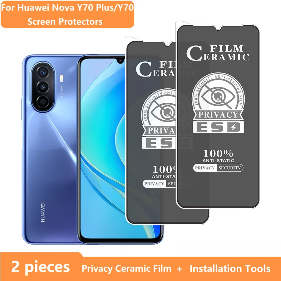 Защитная пленка против разрушения экрана для Huawei Nova Y70 Plus, закаленное стекло для Nova Y70, мягкая керамическая пленка для конфиденциальности или матовая пленка