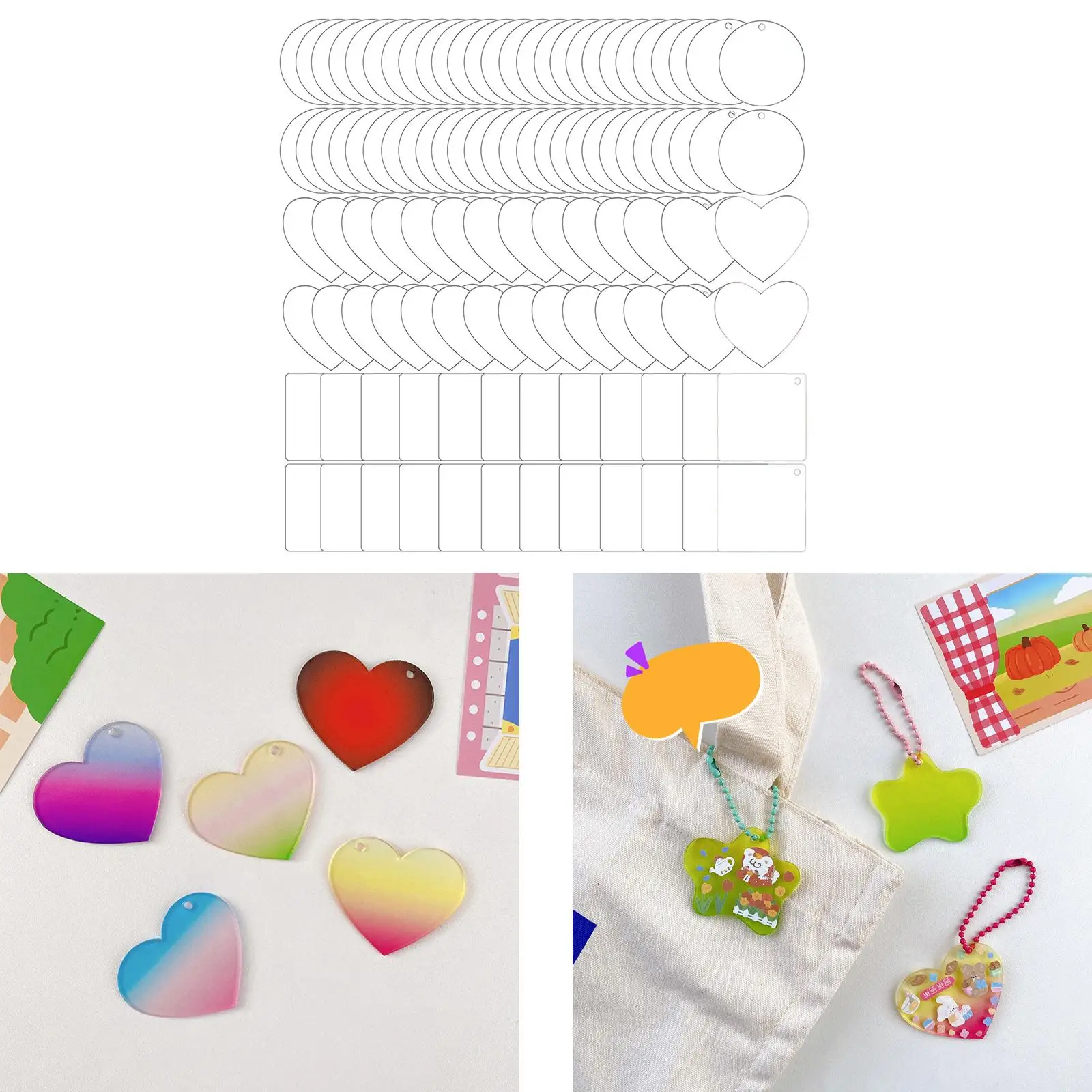 Clear Acrylic Round Disc Keychain for Craft Customizing with Keyring for Backpack Labels