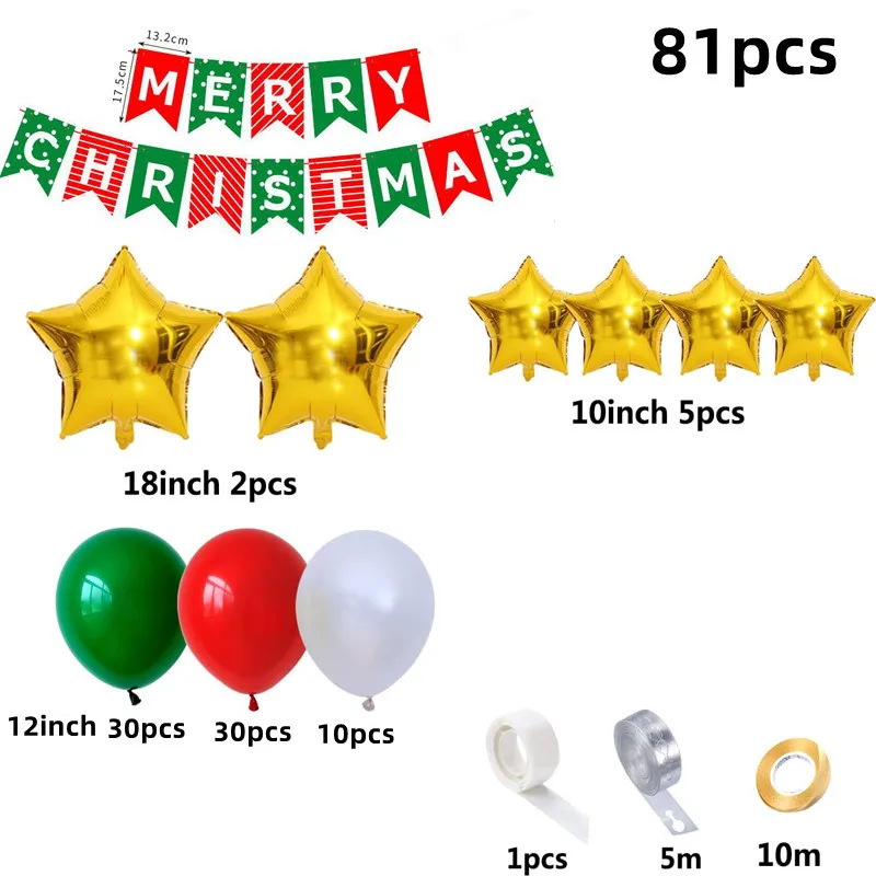 Christmas Balloon Garland Kit Merry Christmas Flag Balloons Red Green White Balloons For Christmas Party Shop Decoration