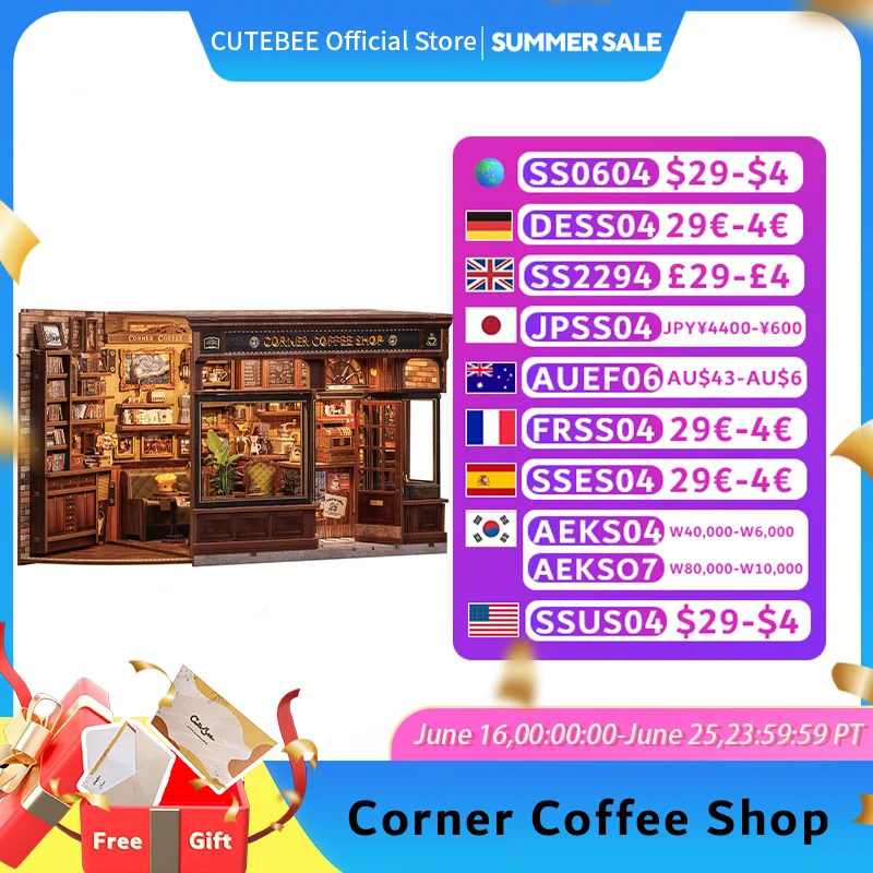 

CUTEBEE 3D Wooden Puzzle DIY Dollhouse Kit Miniature Book Nook Kits Bookshelf Insert for CORNER COFFEE SHOP