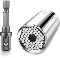 Multifunctional Silvery 7 to 19mm Magic Socket Multi Purpose Wrench Extension Rod Electric Hand Drill Screw Tool Set