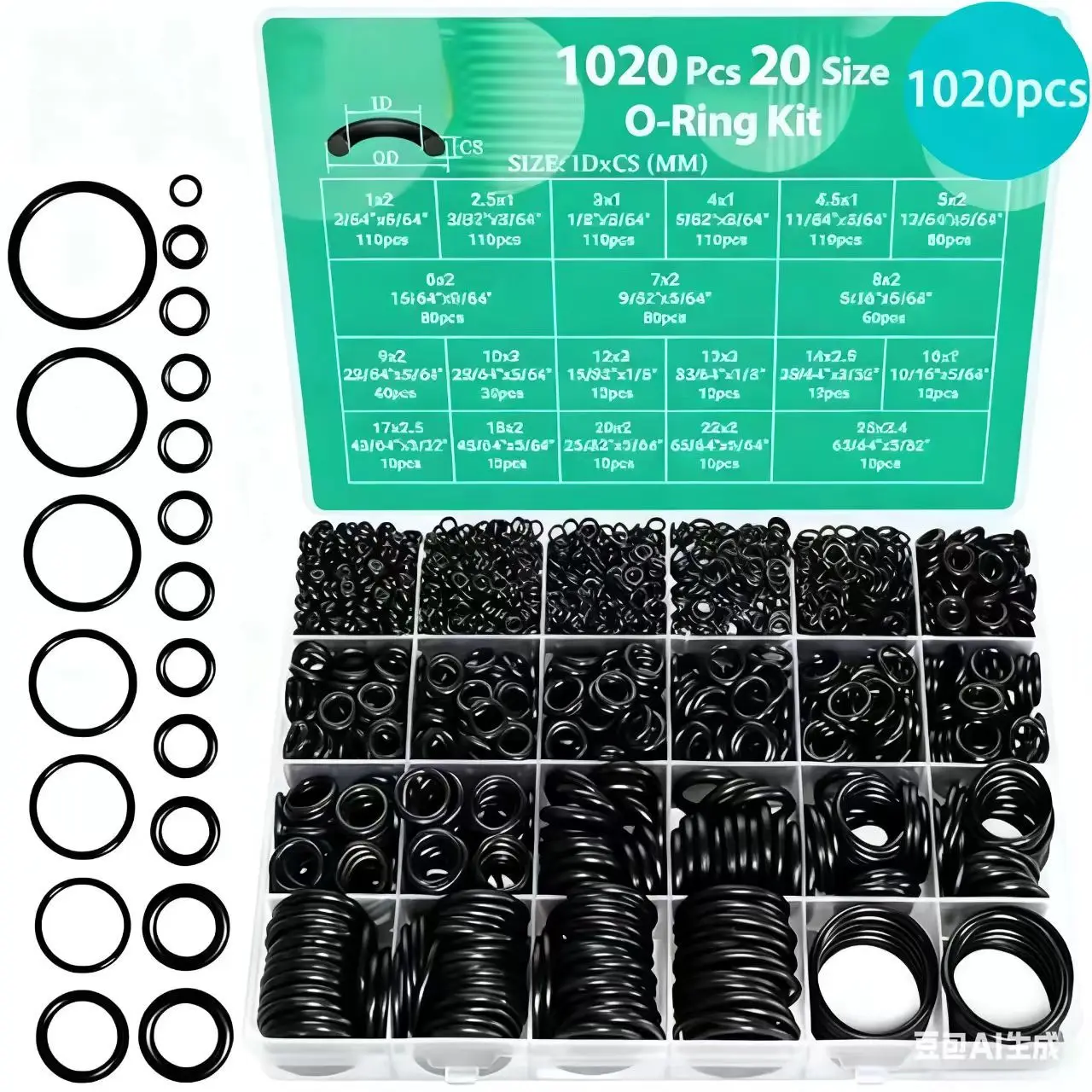 O-Ring Seals Kits, 1020PCS Universal Rubber O Rings for Car Maintenance Faucet Pipe Air Gas Sealing