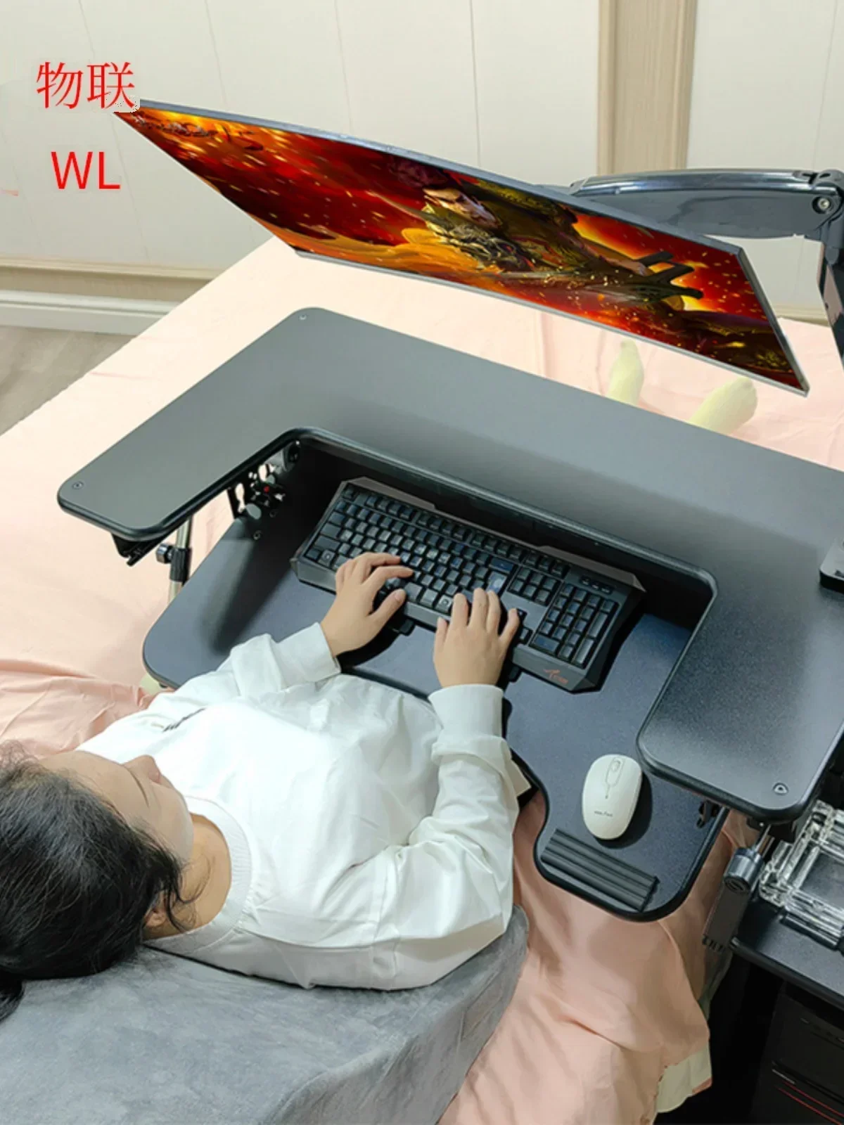 مكتب كمبيوتر متقاطع السرير، مكتب كمبيوتر مكتبي للكمبيوتر المحمول، طاولة بجانب السرير، طاولة رفع، طاولة كسول، دعامة تعليق لقمرة القيادة