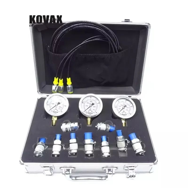 Excavator Hydraulic Pressure Gauge Test Kit Heavy Duty Diagnostic Tool Set for Construction Machinery Engine Oil System Check