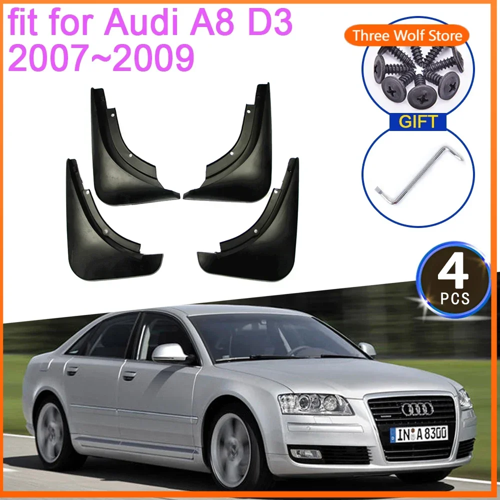 

for Audi A8 D3 2007 2008 2009 Mud Flaps Mudguards Anti-splash Upguards Fender Front Rear Wheel 4Pcs Car Stying Accessories Parts
